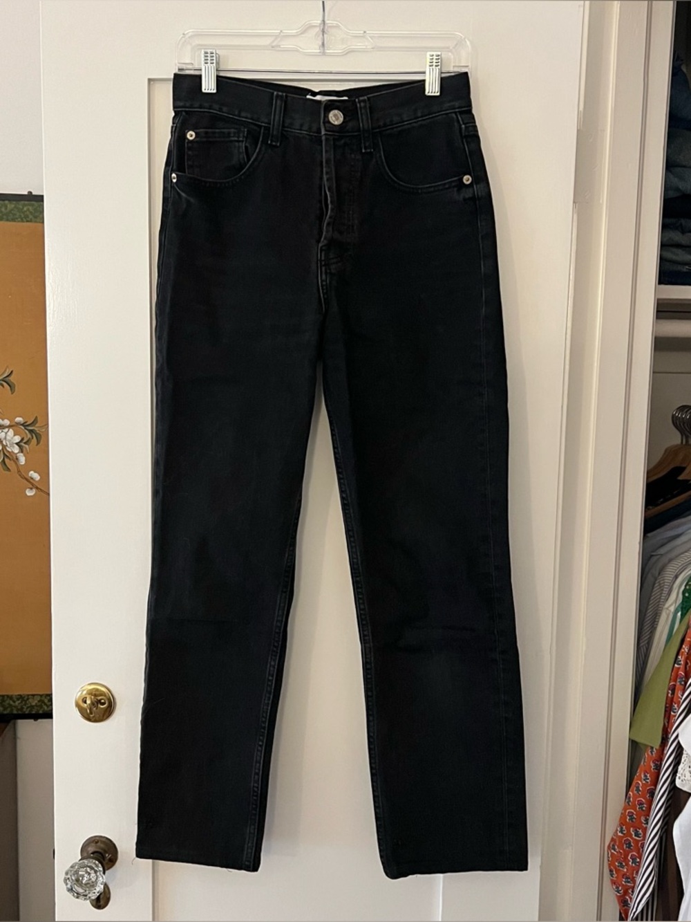 Zara Black High Waist Straight Leg Jeans Sz 2